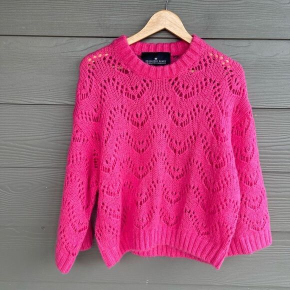 Designers Remix Charlotte Eskildsen mohair blend open knit pink sweater - Picture 1 of 6